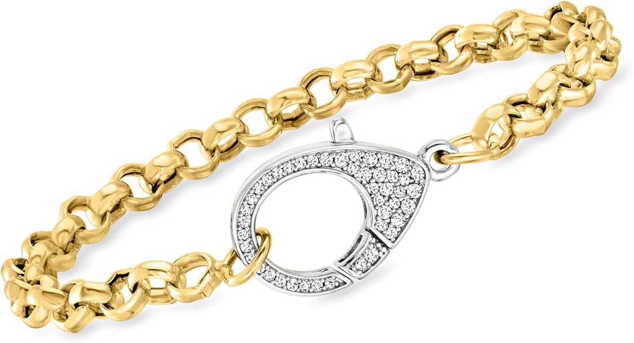 Ross-Simons Italian .50 ct. t.w. CZ Oversized Lobster Clasp Bracelet in 18kt Gold Over Sterling a... | Amazon (US)