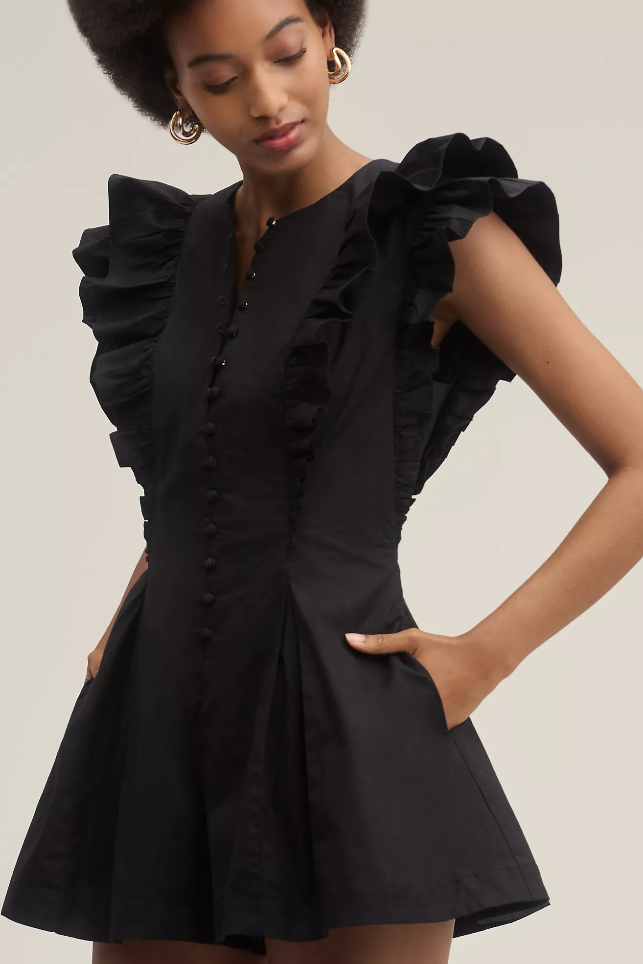 Maeve Ruffle-Sleeve Romper | Anthropologie (US)