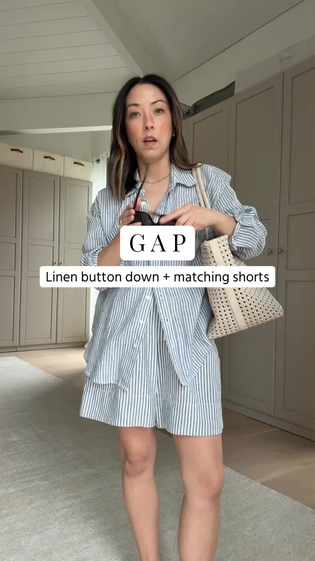 Love this linen set from Gap, perfect for spring! I sized up to a petite small in both the shirt and shorts. 

Linen shirt petite small 
Linen easy shorts petite small, run tts, need xs