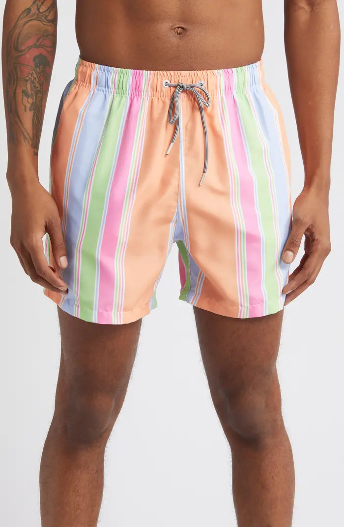 Boardies Citrus Stripe Mid Length Swim Trunks | Nordstrom | Nordstrom