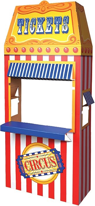 Beistle 3-D Circus Ticket Booth Prop \u2013 Large Cardboard Carnival Standee with Classic Marquee... | Amazon (US)