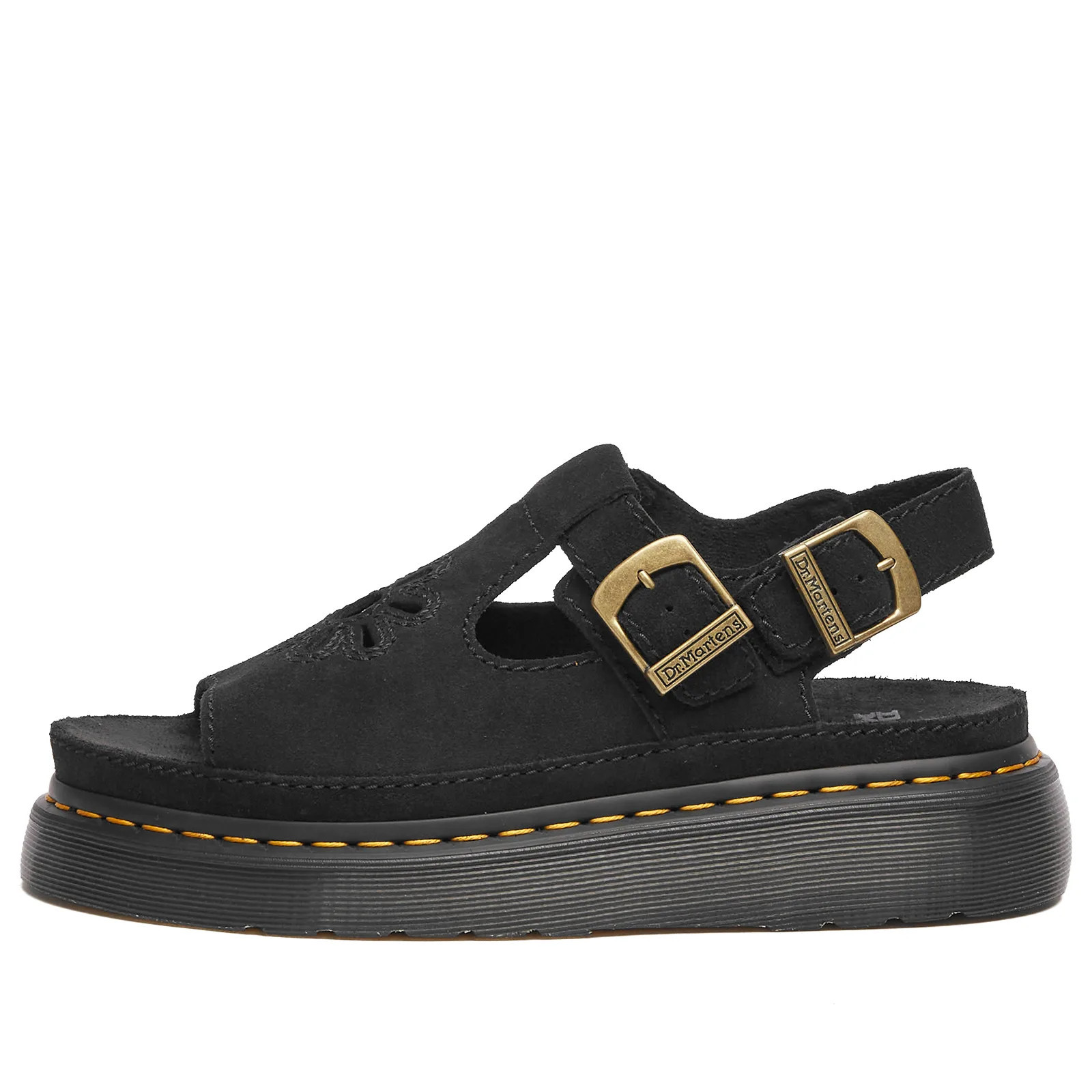 Dr. Martens Women's Dunnet Flower Suede Sandal in Black, Size UK 9 | END. Clothing