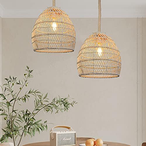 Arturesthome Natural Rattan Pendant Light for Kitchen Island, Woven Lamp Shade Chandelier, Hangin... | Amazon (US)