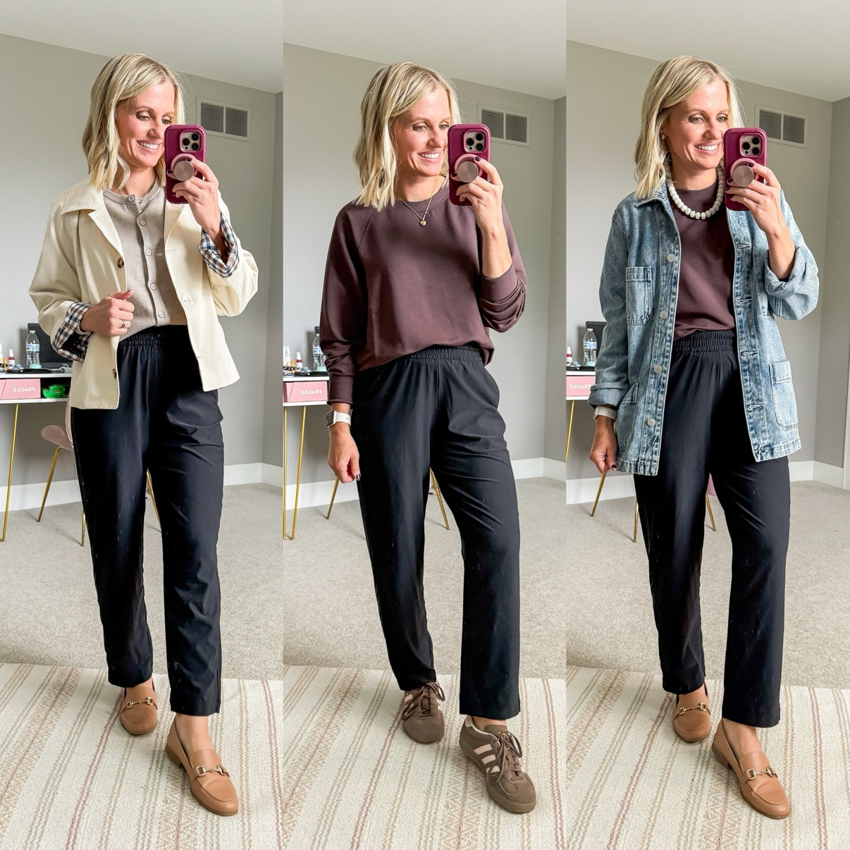 Fall Capsule 2026 🍂 Three ways I'm styling my black wide-leg pants! This is look 8 of 10 with this piece — my 20-piece capsule mixes and matches into 120 outfits. Which one is your favorite?! Shop the pieces on my LTK! 🤎 

 #fallcapsulewardrobe #capsulewardrobe #falloutfits #fallfashion #petitestyle #affordablefashion #ltkstyle #ltkfall