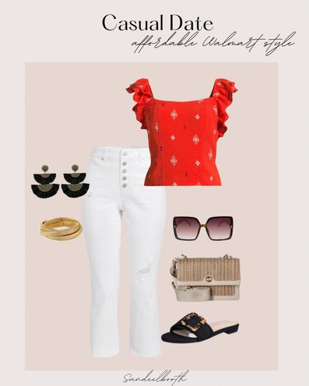 Casual date day - Walmart style - white jeans - summer outfit - 

#LTKStyleTip #LTKMidsize #LTKShoeCrush