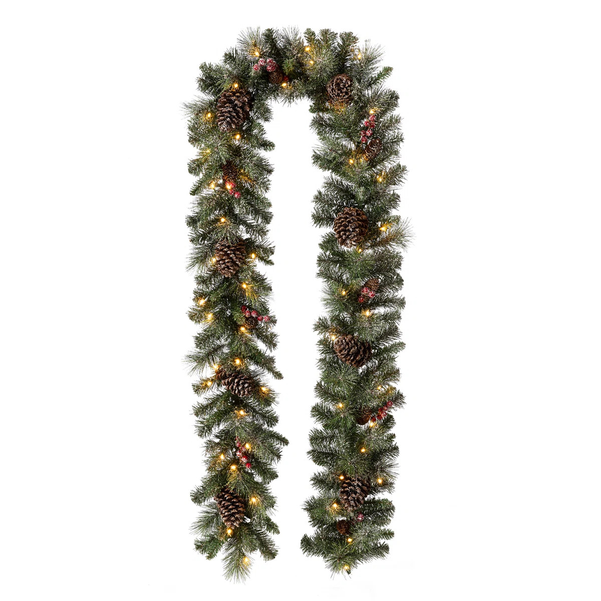 The Holiday Aisle® Librada 9ft Lighted Glittered Pine Cone Christmas Garland & Reviews | Wayfair | Wayfair North America
