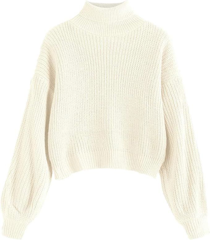 ZAFUL Women's Turtleneck Crop Sweater Pullover | Amazon (US)