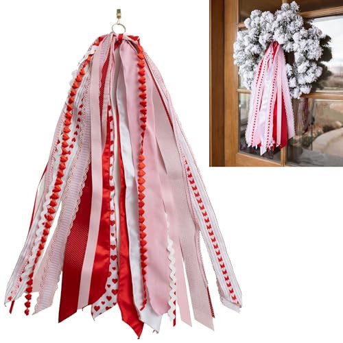 Wreath Ribbon Set - Decorative Bow & Assorted Ribbon for Wreaths - Clip-On Wreath Sash Ribbons Bundle for Indoor & Outdoor Use - Premium Wreath Making Supplies - Valentine's Day | Amazon (US)