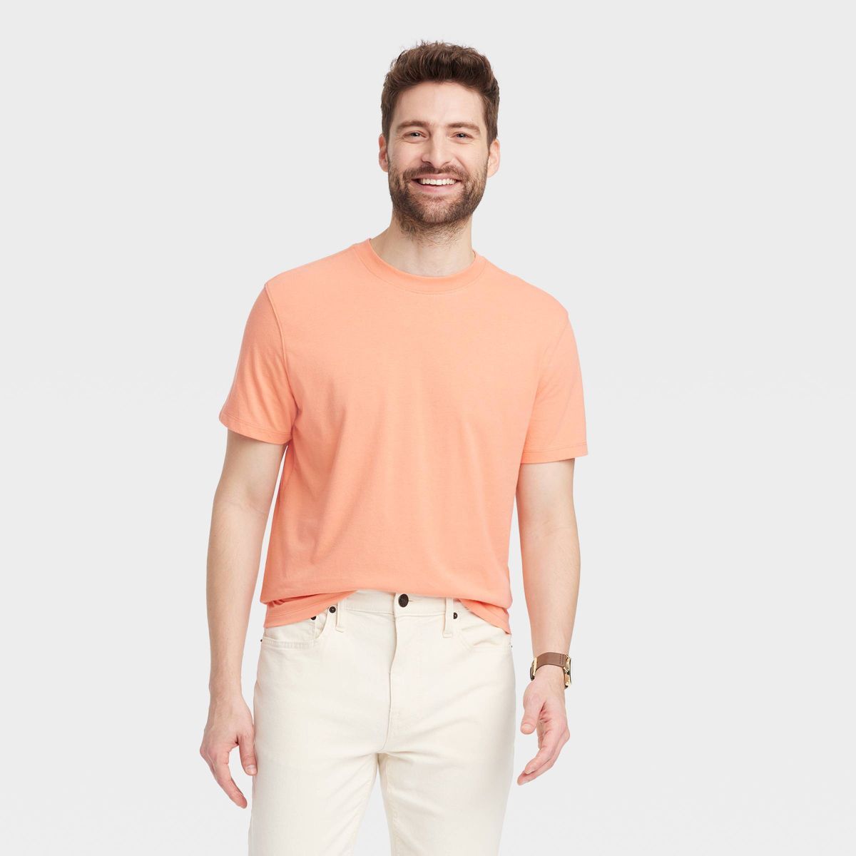Men's Every Wear Short Sleeve T-Shirt - Goodfellow & Co™ Orange Crab M | Target