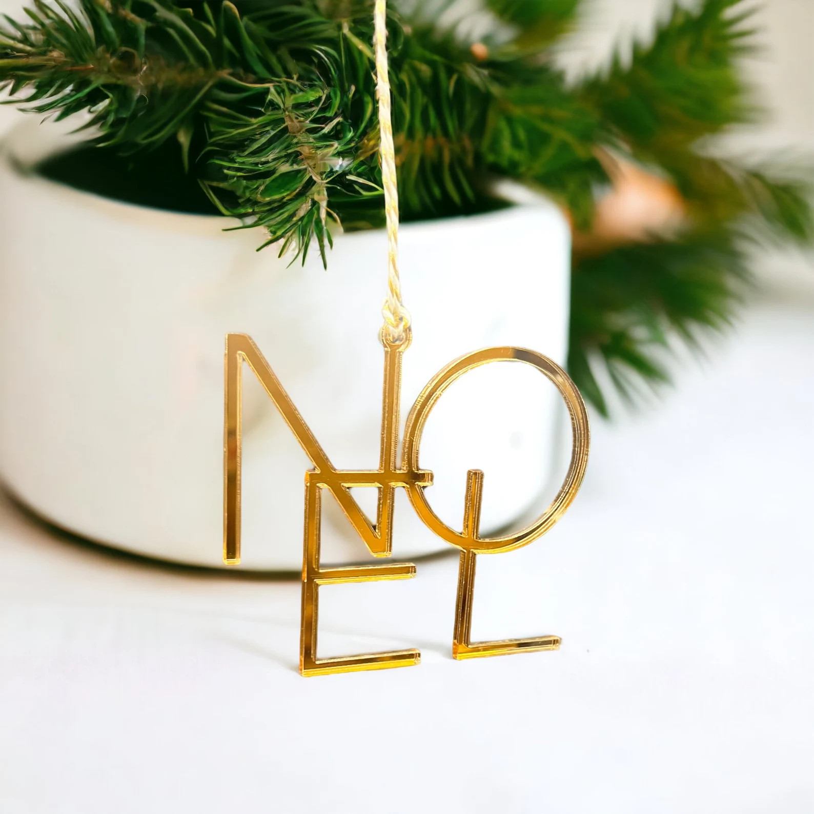 Gold Acrylic Noel Ornament: Modern Christmas Tree Decor - Etsy | Etsy (US)