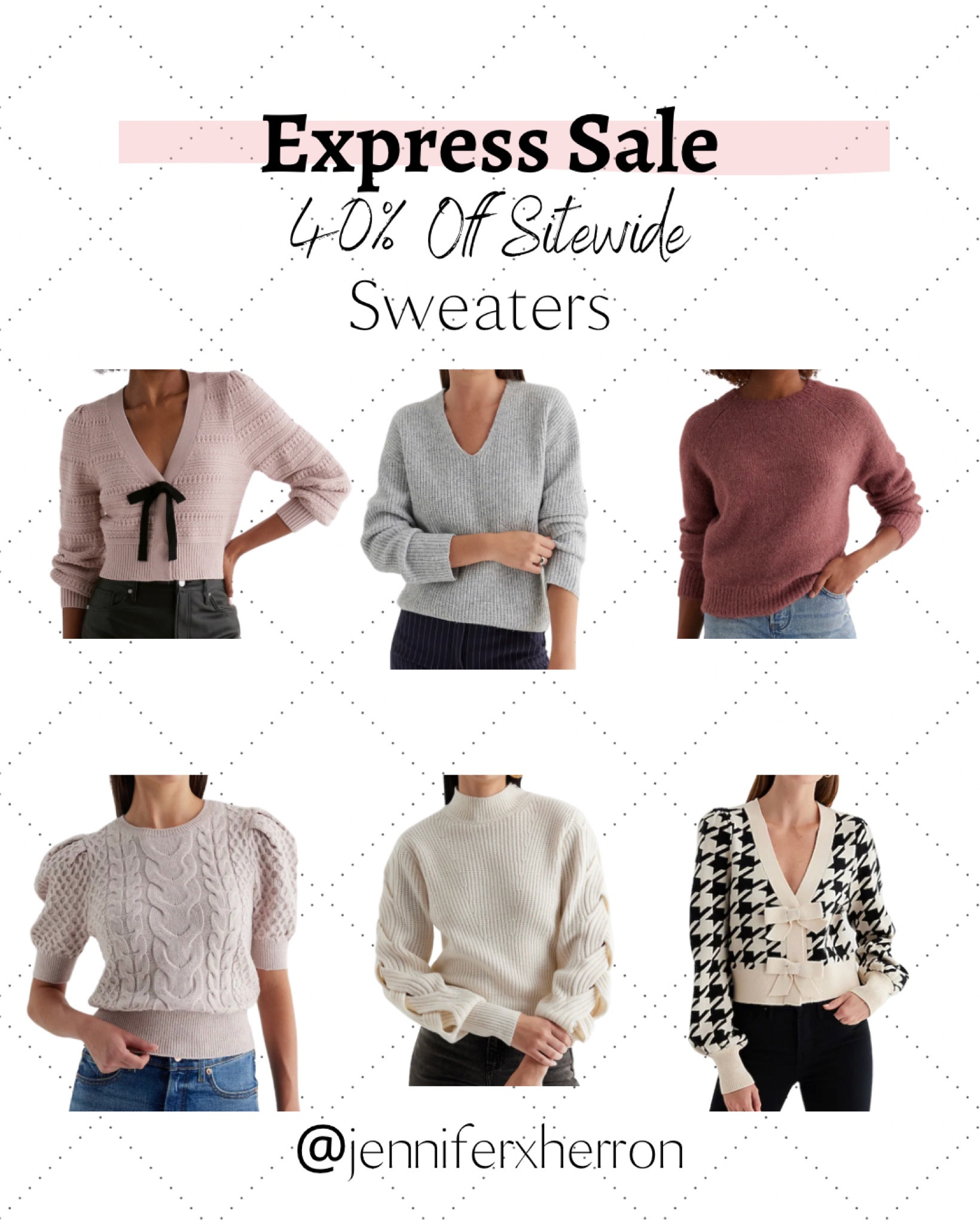 Love the little details on these sweaters from the bow, to the braided sleeves or the houndstooth pattern. All are 40% off on Express right now! 🤍🖤

Follow @jenniferxherron for more inspiration ✨

#LTKfindsunder50 #LTKsalealert #LTKfindsunder100