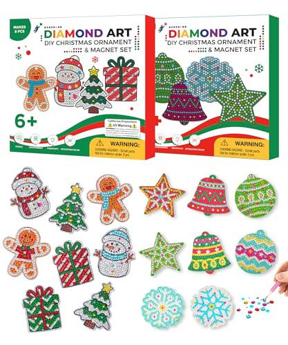 Little Jupiter DIY Magnet & Diamond Art Christmas Ornaments for Kids Set Bundle - Makes 16pcs - Christmas Crafts for Kids - Christmas Ornament Kits | Amazon (US)