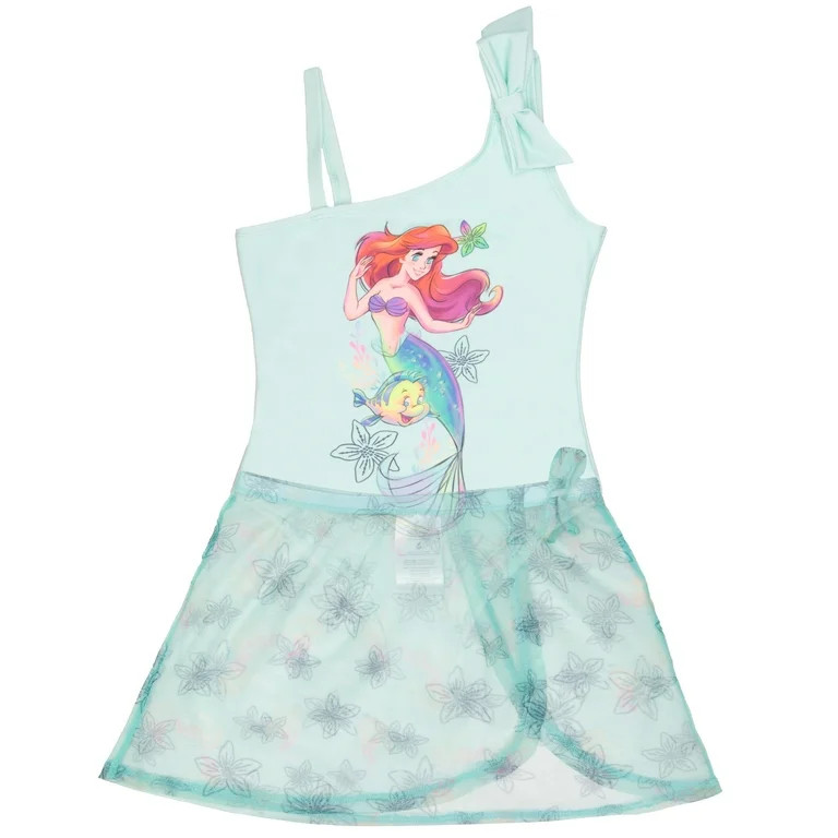 Disney The Little Mermaid, Minnie Mouse Girls Swimsuit Set, One Piece Bathing Suit and Coverup Sk... | Walmart (US)