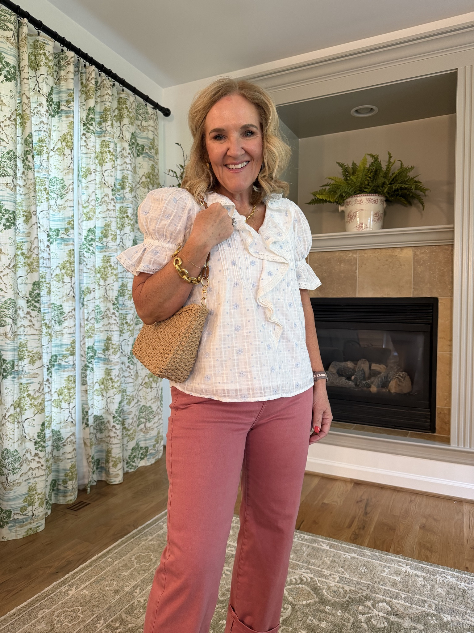 @Blouse is so darling. Get your regular size 
Jeans I cuffed them I’m 5’3” but if you’re taller you can wear them regular 
I did size down to a 6 but get your regular size if you don’t want them fitted. 

Linking other kohls finds! 

#LTKOver40 #LTKSaleAlert #LTKPetite
