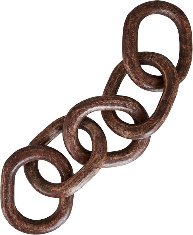 Housewarming Gifts Wood Chain Link Decor Hand Carved 5-Link Wood Knot Decorative Chain, Rustic De... | Amazon (US)
