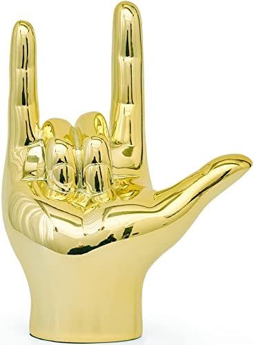 FJS Gold Decor Love Finger Gesture Statue, Modern Art Sculpture Home Decorations for Living Room ... | Amazon (US)