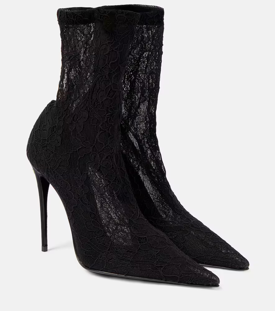 Dolce&Gabbana Lollo lace and leather ankle boots | Mytheresa (DACH)