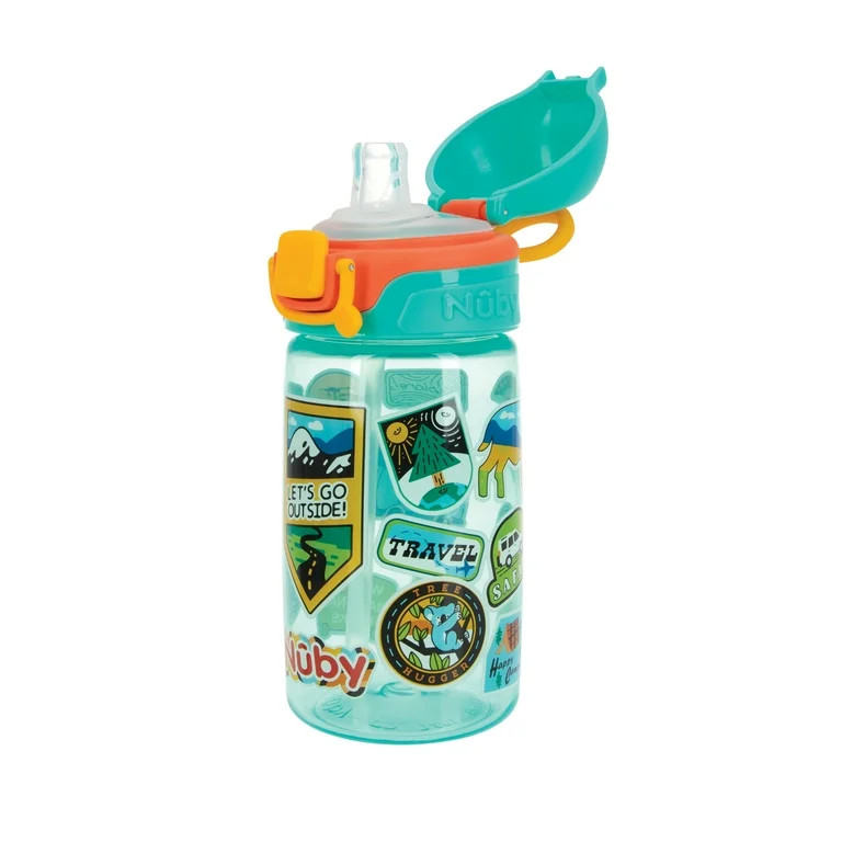 Nuby Thirsty Kids Flip-It Bolt Travel Straw Cup, 14 fl oz | Walmart (US)