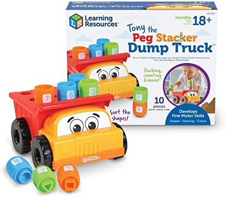 Learning Resources Tony the Peg Stacker Dump Truck - 10 Pieces, Ages 18+ months Fine Motor Skills... | Amazon (US)