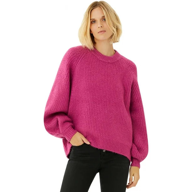 Scoop Women's Balloon Sleeve Crewneck Sweater | Walmart (US)