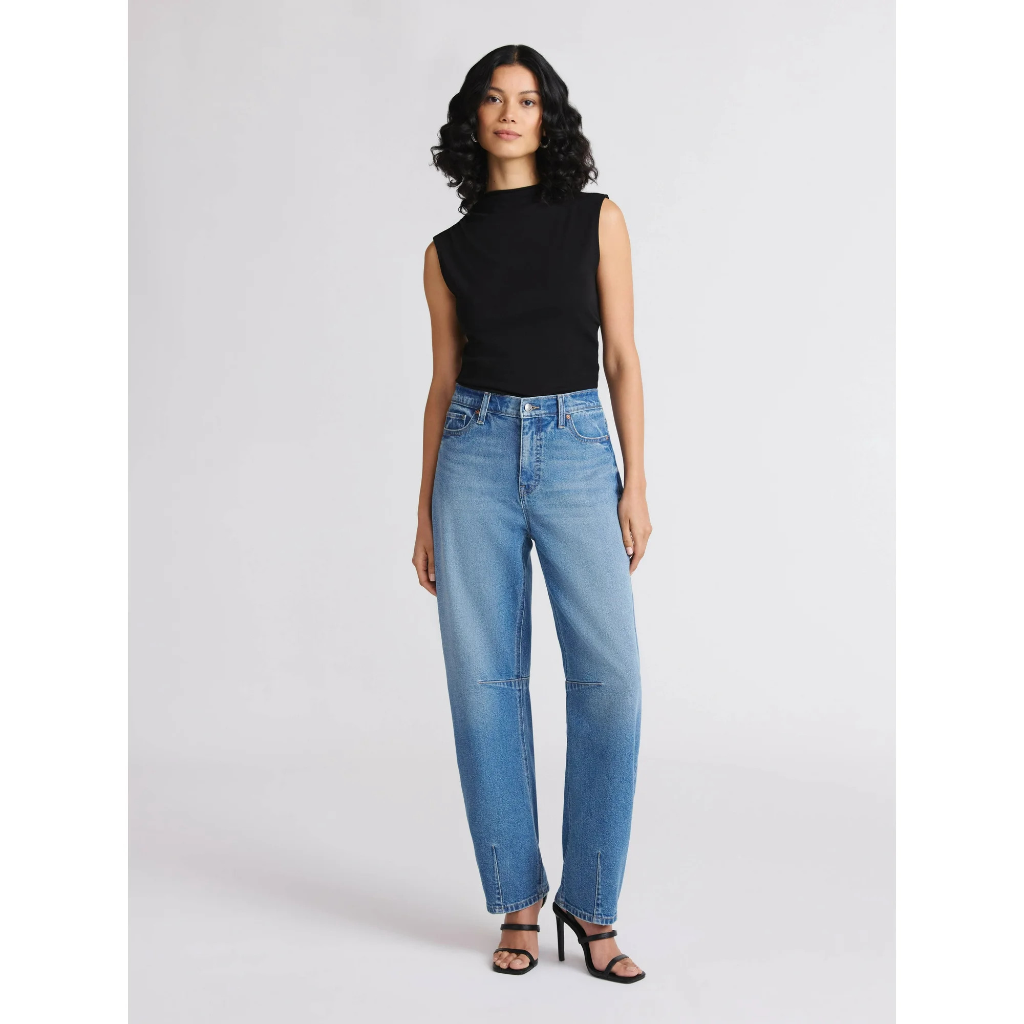 Sofia by Sofia Vergara Women's and Women's Plus Barrel Super High Rise Jeans, 27" Inseam, Sizes 0... | Walmart (US)