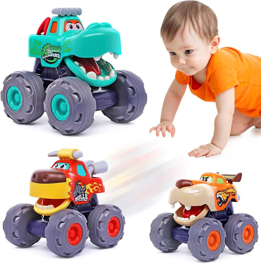 Toy Cars for 1 Year Old Boy Gifts Monster Trucks Boys Toys for 1 2 3 Year Old Boys Girls Kids Tod... | Amazon (US)