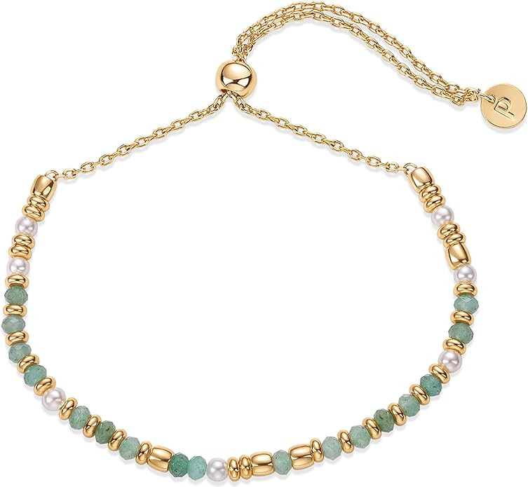 PAVOI 14K Yellow Gold Plated Beaded Enamel and Gemstones Bracelets for Women | Colored Boho Festi... | Amazon (US)