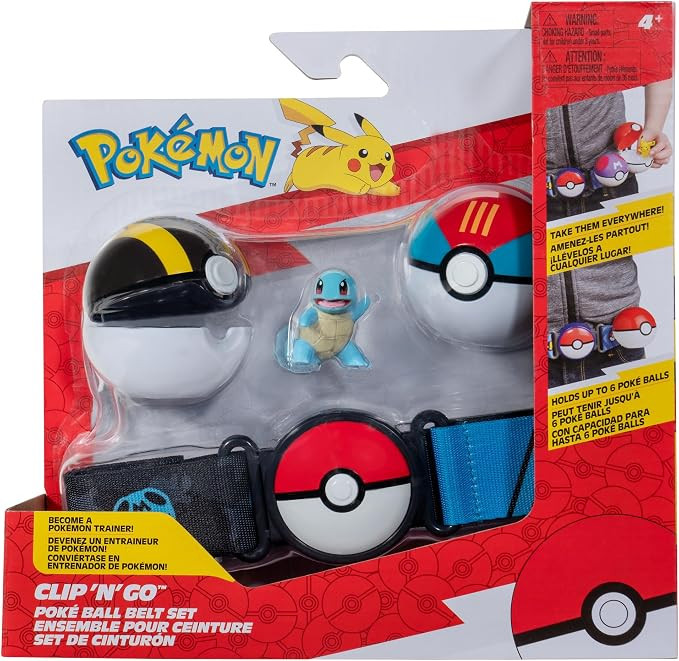 Jazwares Pokemon Squirtle Clip ‘N’ Go Belt Set - 2-Inch Squirtle Battle Figure with Clip ‘N... | Amazon (US)