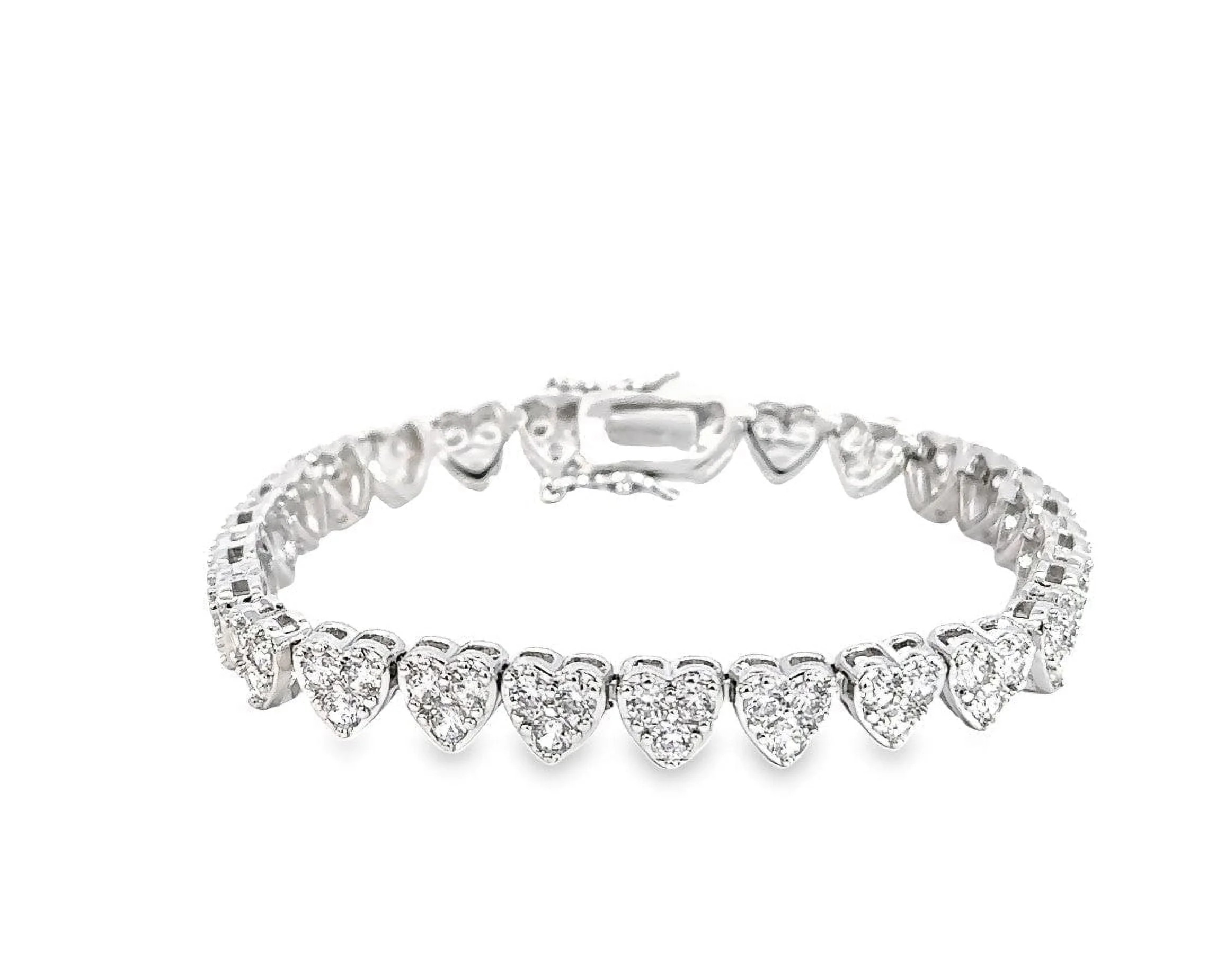 Cate & Chloe Donna 18k White Gold Plated Heart Bracelet with Simulated Diamond Crystals for Women | Walmart (US)
