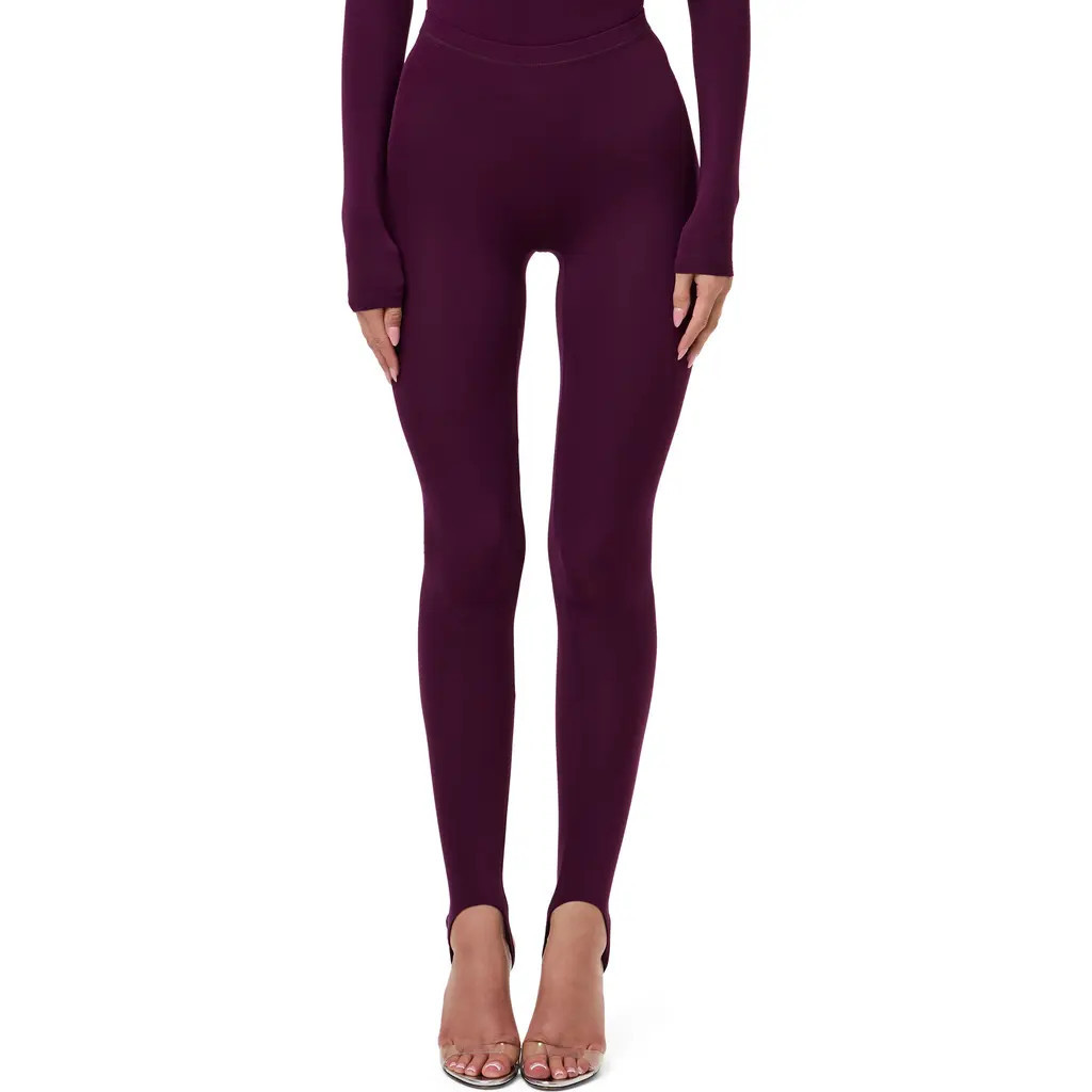 Naked Wardrobe Naked Stirrup Leggings in Dark Berry at Nordstrom, Size X-Large | Nordstrom