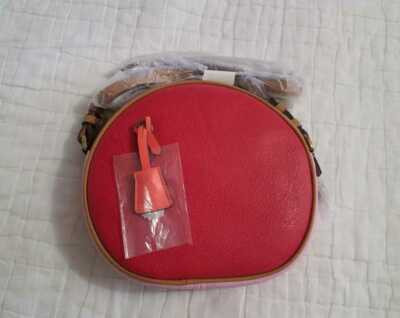 NEW J CREW SIGNET CIRCLE BAG PURSE IN COLORBLOCK ITALIAN LEATHER PINK RED BROWN | eBay US