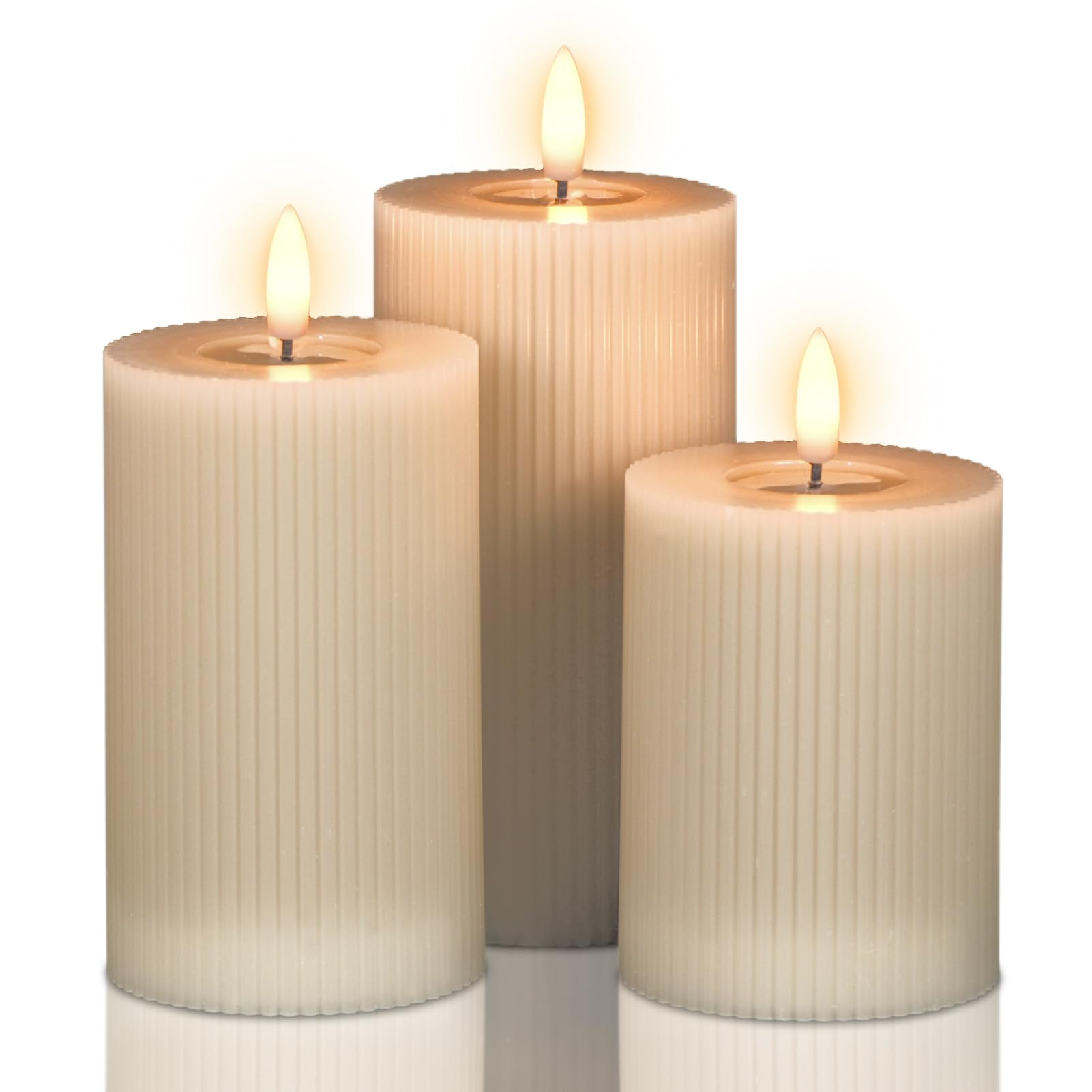 DRomance Battery Operated Flameless Candles with 6 Hour Timer 3 Pack Real Wax Vertical Stripe 3D ... | Amazon (US)