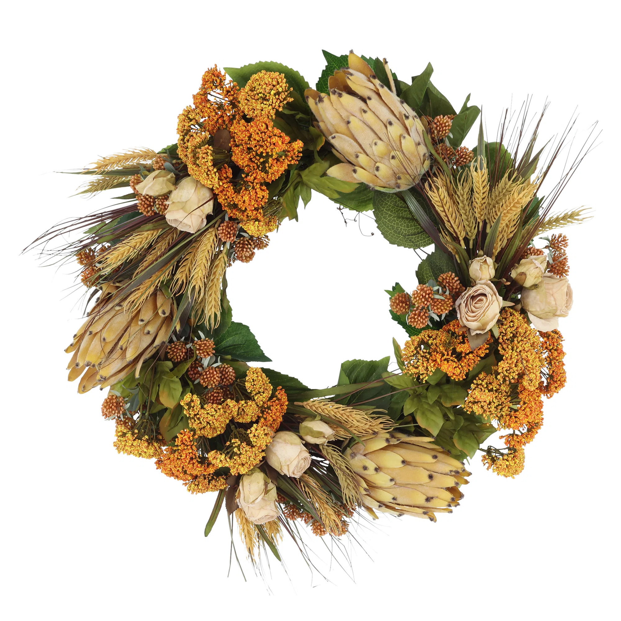 Pumpkin Spice & Everything Nice 26" Fall Wreath with Queen Anne's Lace, Lilacs, Banksia and Wheat | Perigold