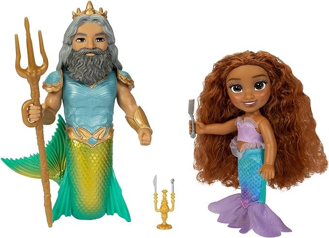 Disney The Little Mermaid Ariel Doll and King Triton Petite Gift Set, 6 Inches Tall with Dingleho... | Amazon (US)