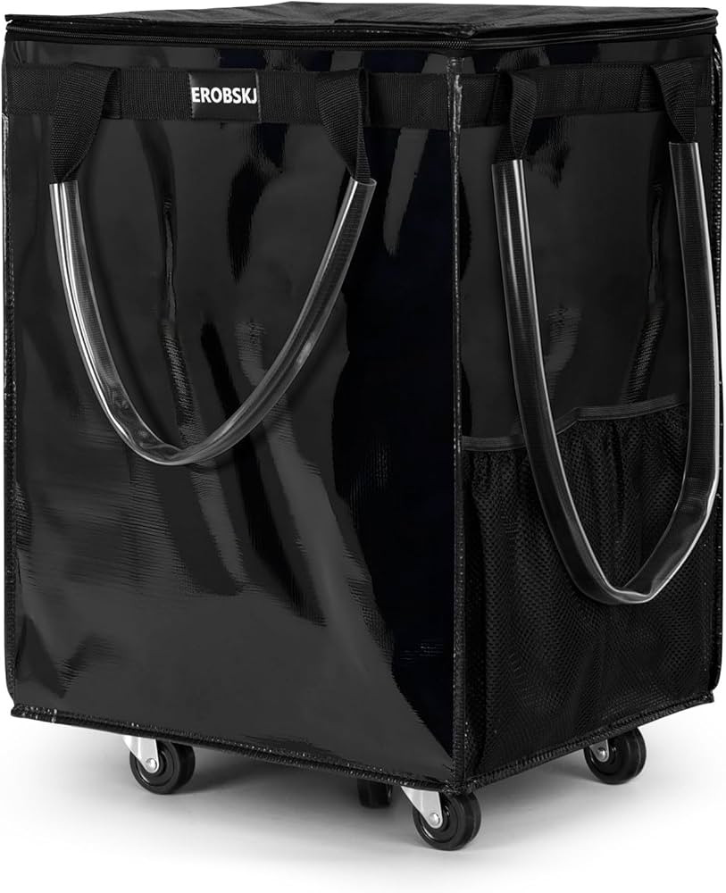 (Large,Black) Reusable Grocery Bag on Wheels, Foldable Rolling Tote, Carries Up to 76 lbs Shoppin... | Amazon (US)