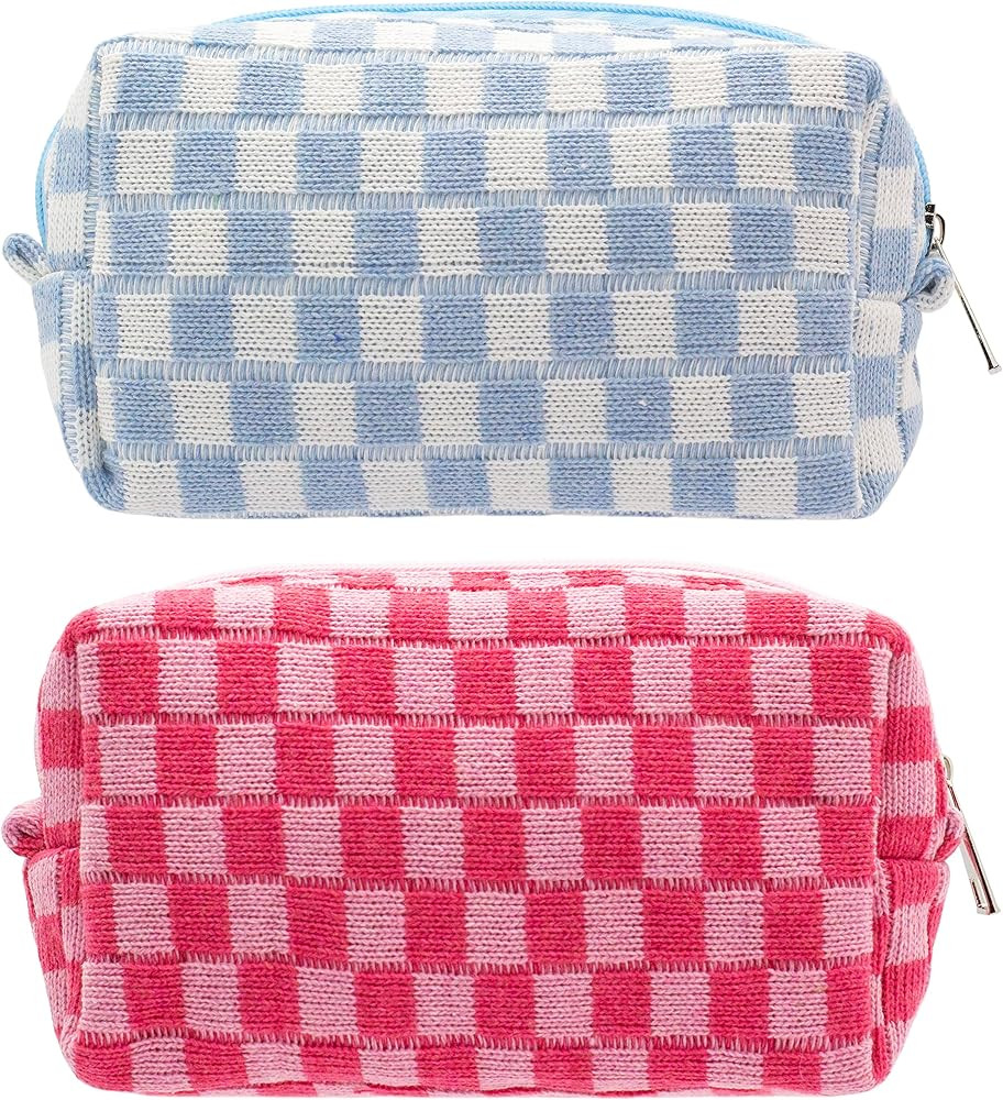 PAZIMIIK Checkered Makeup Bag for Purse Portable Zipper Make Up Pouch Small Cosmetic Case for Tra... | Amazon (US)