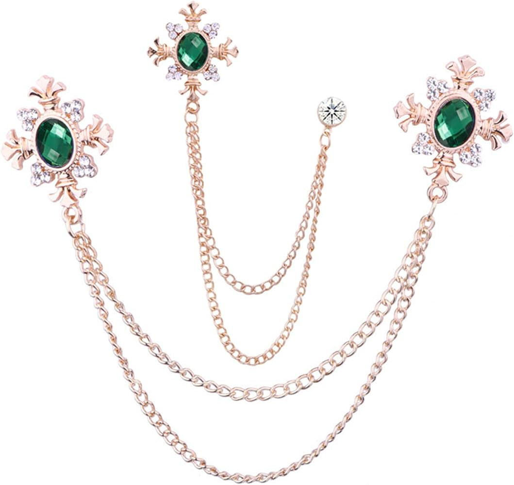 2PCS Long Chain Brooch Crystal Tassel Brooch Pin Gem Brooch Fashion Scarf Tie Pins for Women Men ... | Amazon (US)