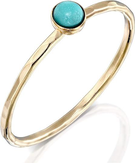 FABIN JEWELRY Handmade Hammered Gold Filled and Your Choice of Stone Stackable Ring | Amazon (US)