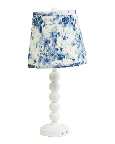 9.5x20 Oversized Led Rechargeable Beaded Lamp With Pleated Shade | TJ Maxx