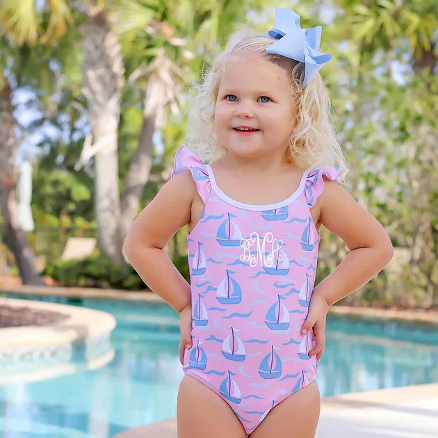 Positano Sailboat Pink One Piece Swimsuit | Classic Whimsy