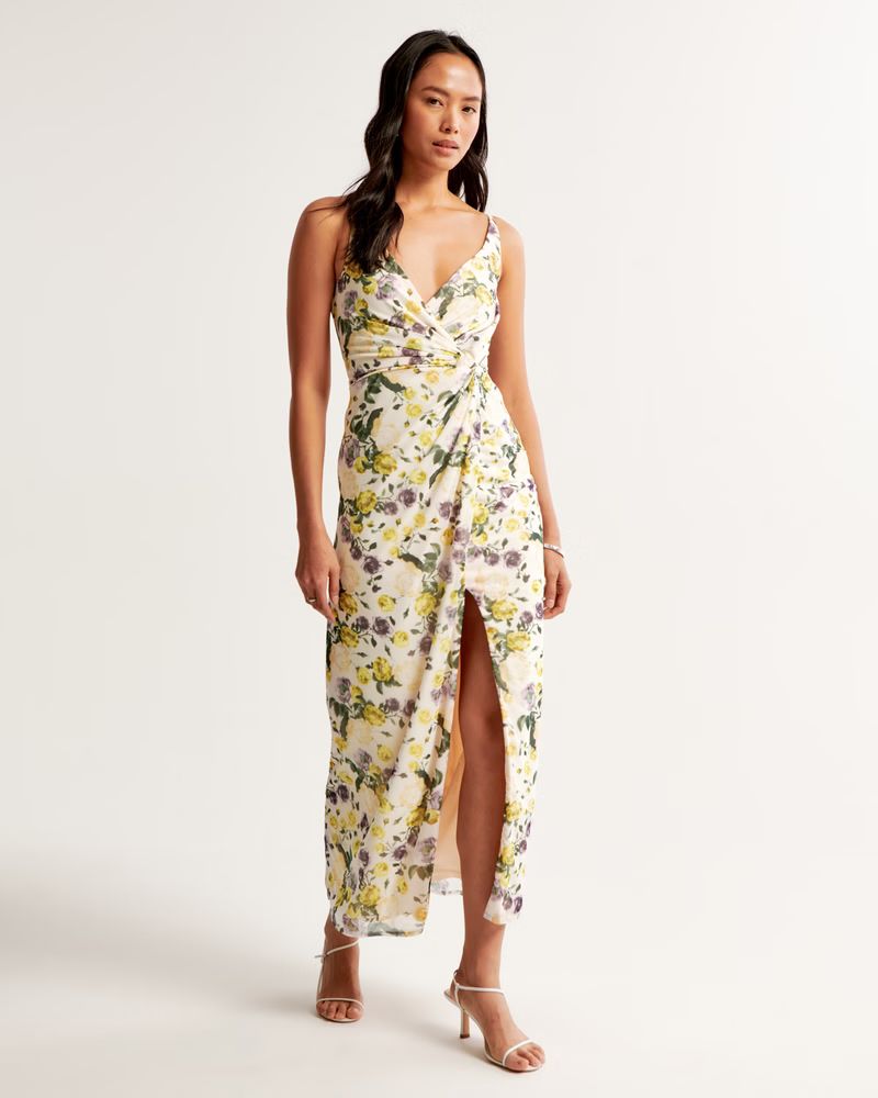Mesh Twist Wrap Gown | Abercrombie & Fitch (US)