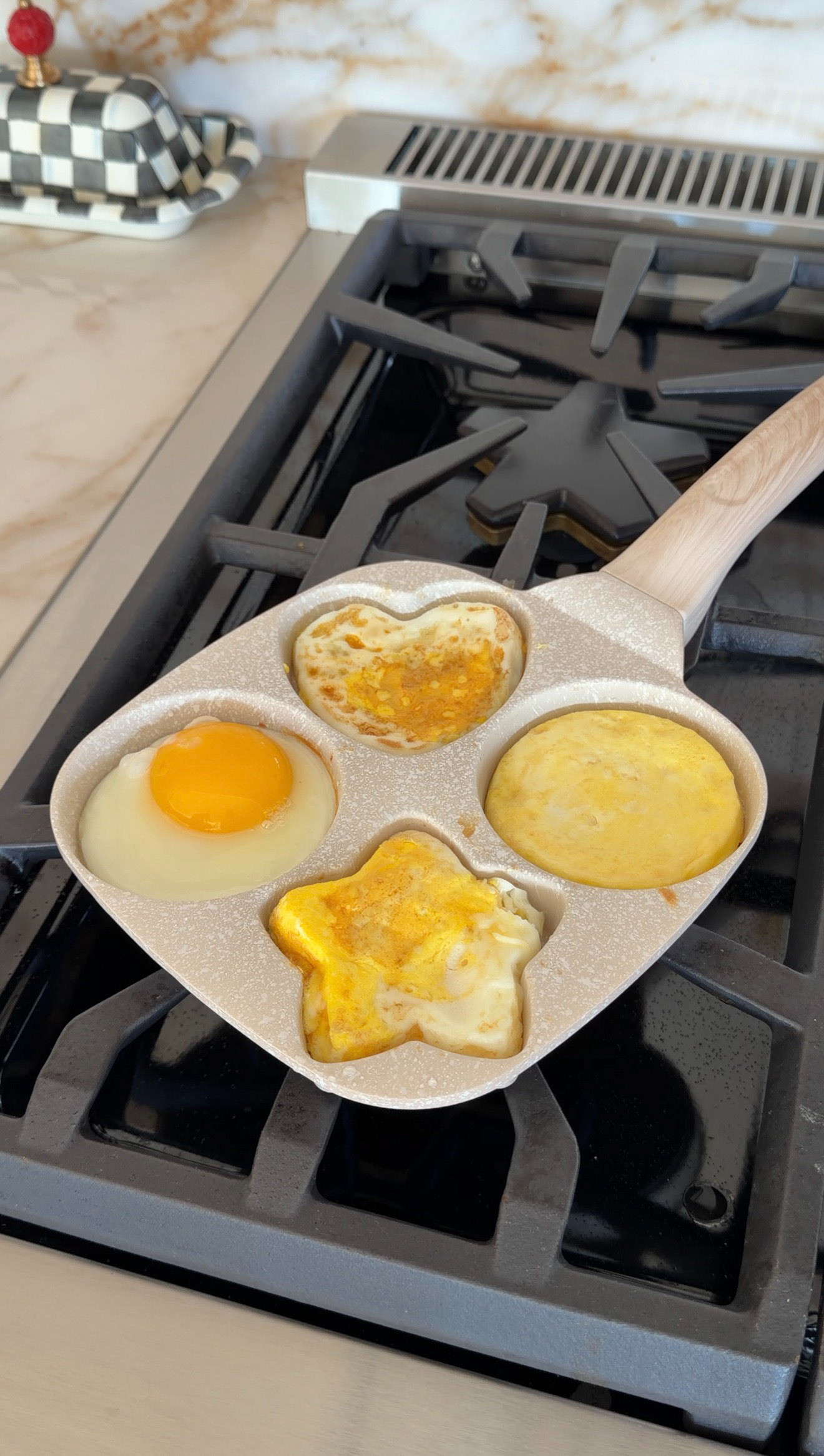 Breakfast just got a whole lot cuter 🍳✨ This 4-hole nonstick pan lets you cook multiple eggs or pancakes at once in fun heart and star shapes. Perfect for making everyone’s breakfast exactly how they like it, all in one go! A total kitchen must-have for easy, fun mornings.
 

 #LTKfoodie #LTKHome