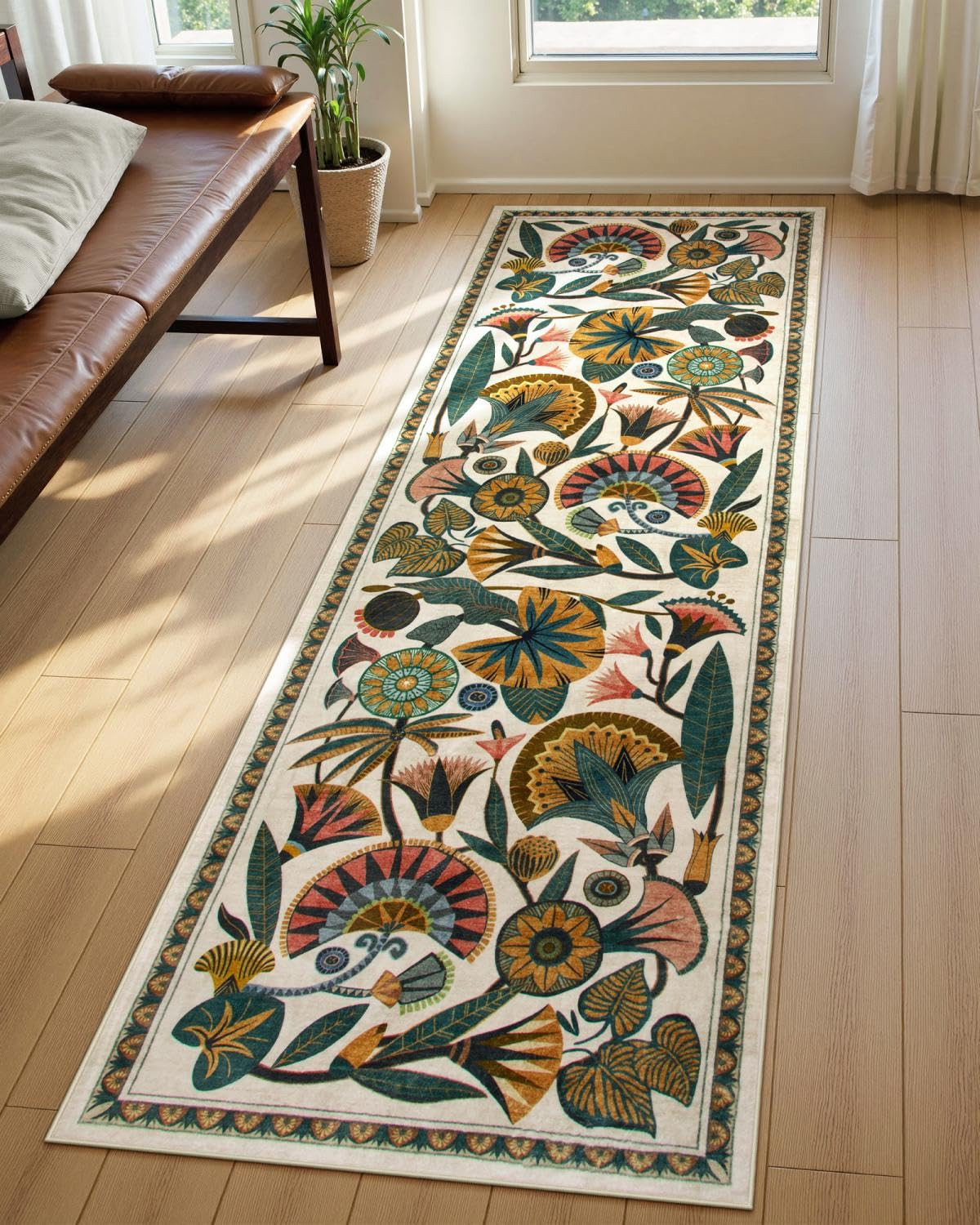 Egypt Floral Washable Bathroom Runner Rug for Kitchen Floor,2x8 Boho Rug Runners for Hallways Ent... | Amazon (US)