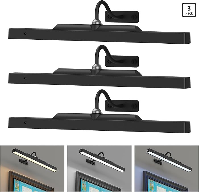 3Pack Picture Light Battery Operated, 16in Picture Light for Wall, 5000mAh Cordless Wall Lights w... | Amazon (US)