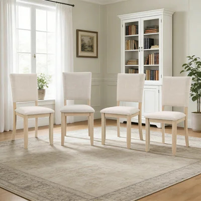 Dining Chairs Only, Modern Minimalist Dining Chairs Set of 4, Kitchen Chair with Padded Seat, Wooden  Upholstered Side Chair for Dining Room, Living R | Wayfair North America