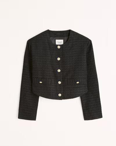 Collarless Tweed Jacket | Abercrombie & Fitch (US)