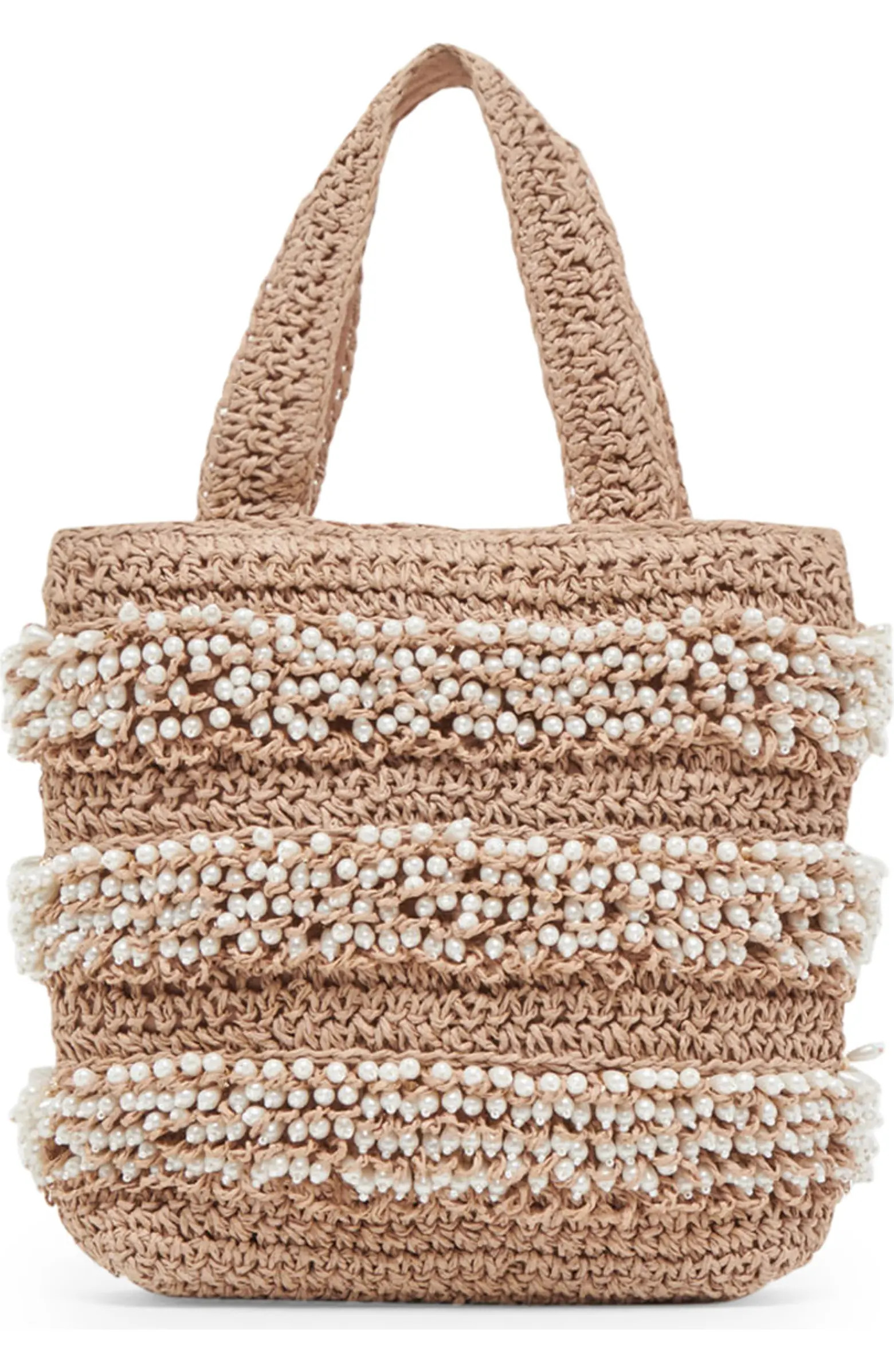 Mallorca Raffia & Faux Pearl Tote | Nordstrom