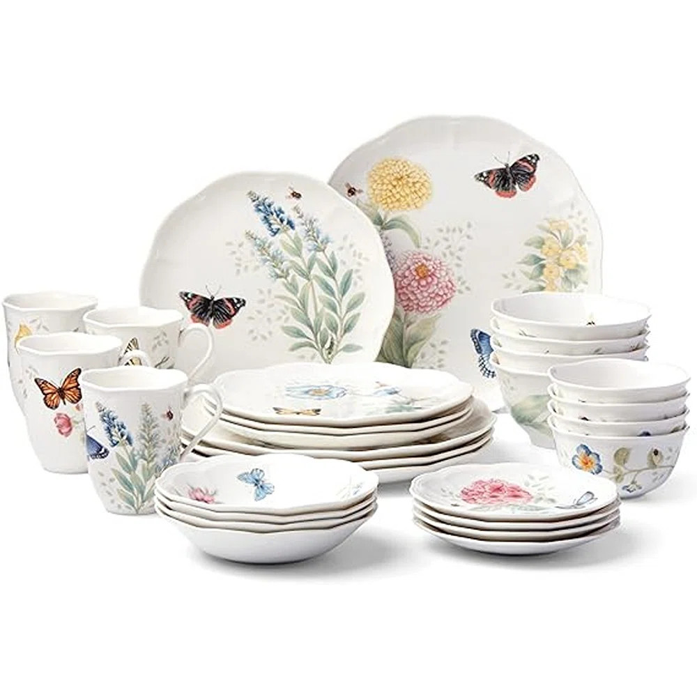 Lenox Butterfly Meadow 28 Piece Dinnerware Set, Service for 4 & Reviews | Wayfair | Wayfair North America