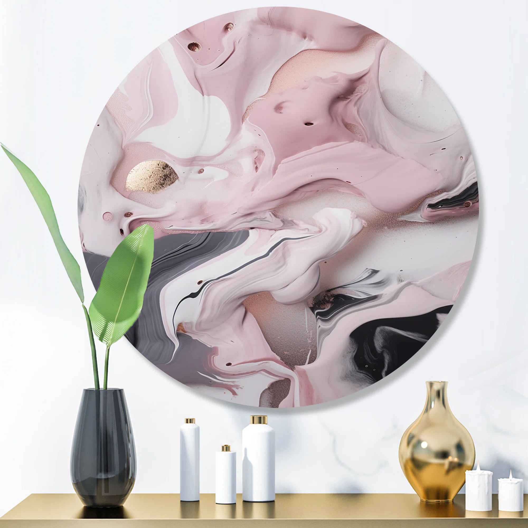 Solid Marble Paint Artwork III - Abstract Marble Round Wall Art on MetalByMercer415.0Rated 5 out ... | Wayfair North America