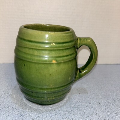 Vintage McCoy Pottery Green Gloss Glaze Barrel Mug 16 Mark 1920’s | eBay US